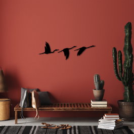Wallity Migrant Birds - 291 Escultura de pared metálica Negra